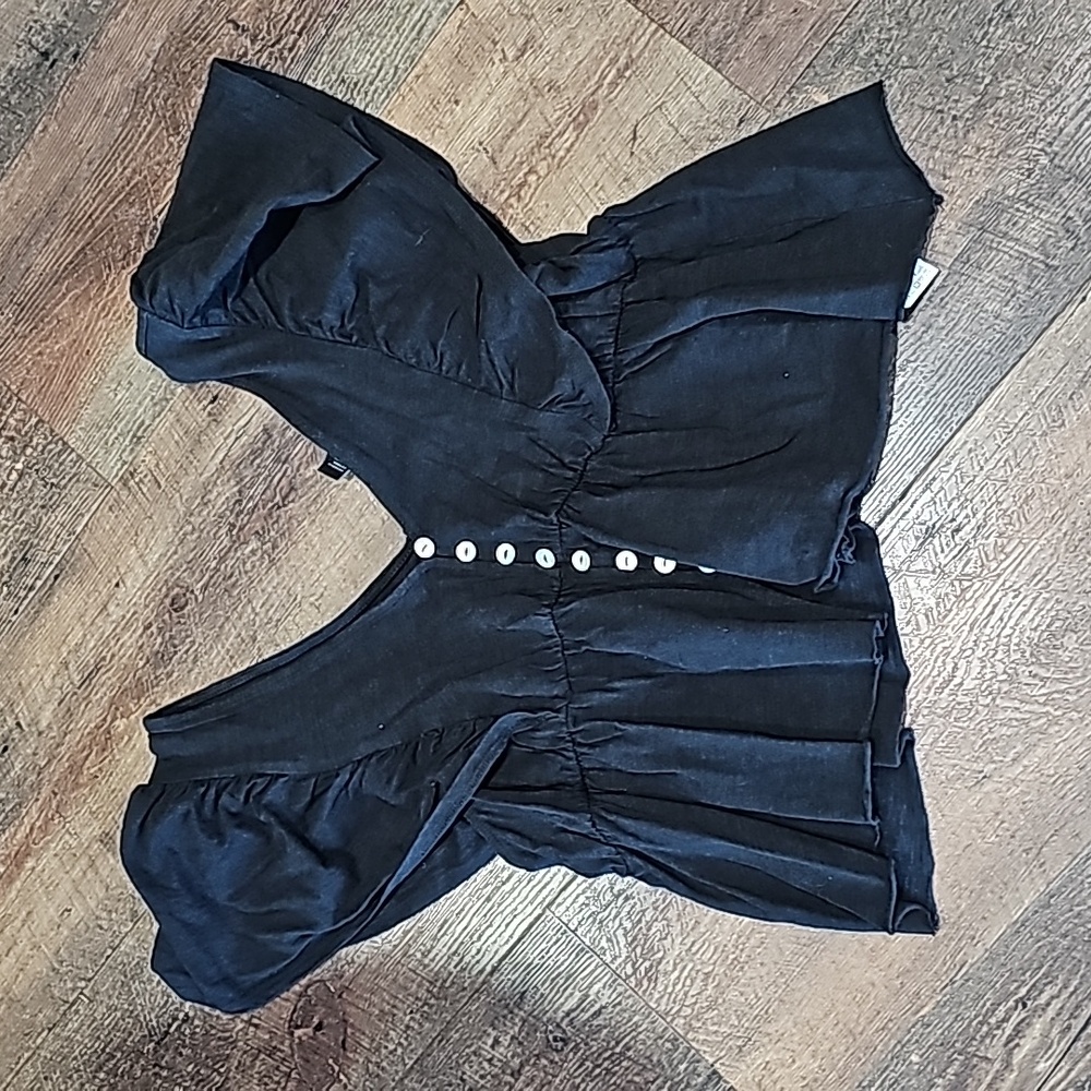Forever 21 Black Ruffle Top - Picture 4 of 6